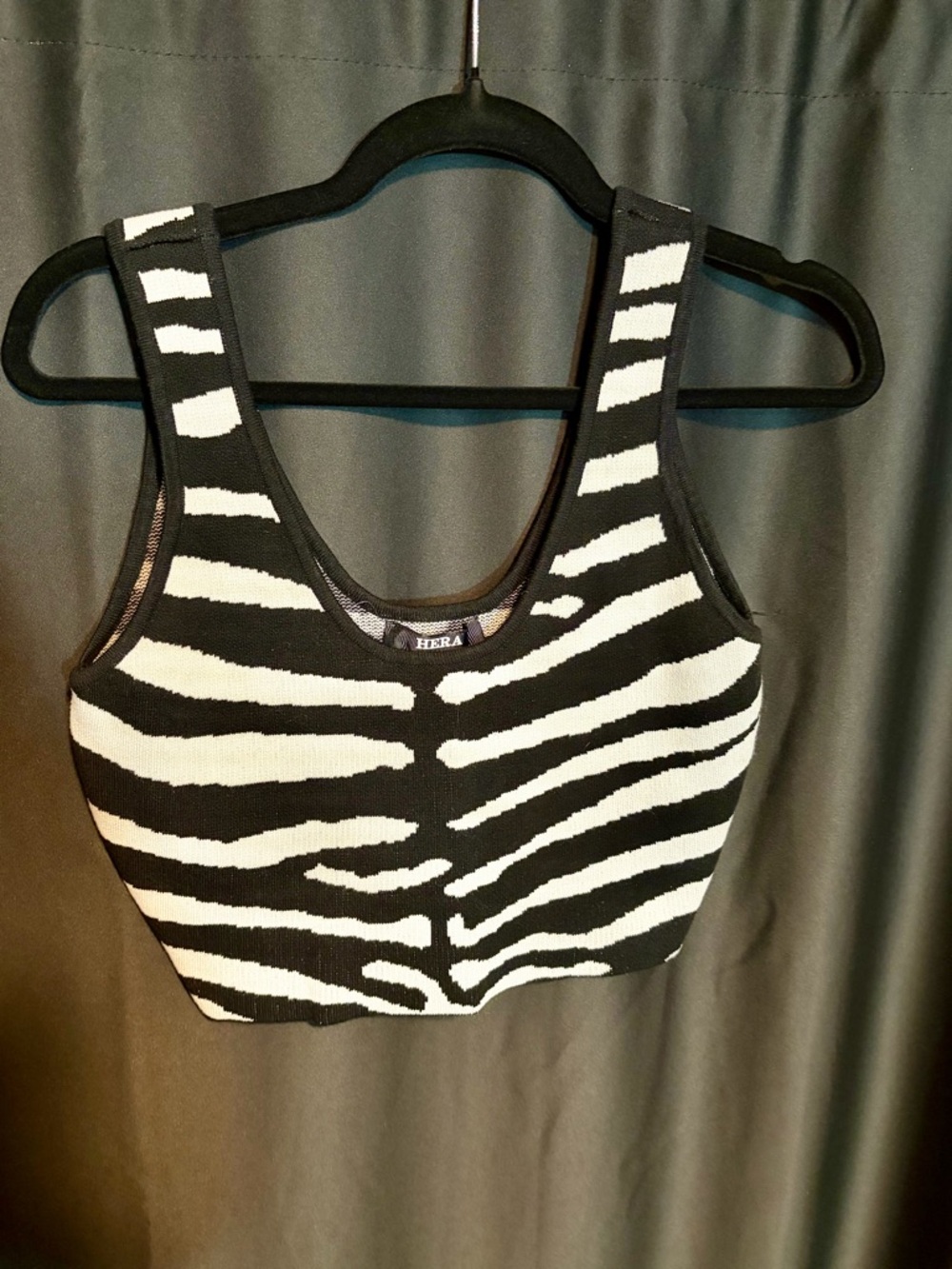 Hera Collection Black & White Zebra Knit Tank Bralette